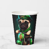 Mops Hund Fahrrad St. Patrick's Day Pappbecher (Rückseite)