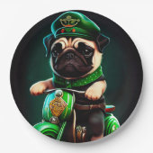 Mops Hund Fahrrad St. Patrick's Day Pappteller (Vorderseite)