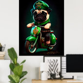 Mops Hund Fahrrad St. Patrick's Day Poster (Heimbüro)