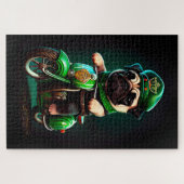 Mops Hund Fahrrad St. Patrick's Day Puzzle (Horizontal)