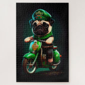 Mops Hund Fahrrad St. Patrick's Day Puzzle (Vertikal)