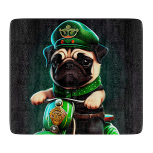 Mops Hund Fahrrad St. Patrick's Day Schneidebrett