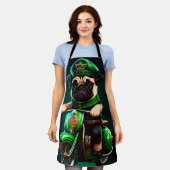 Mops Hund Fahrrad St. Patrick's Day Schürze (Getragen)