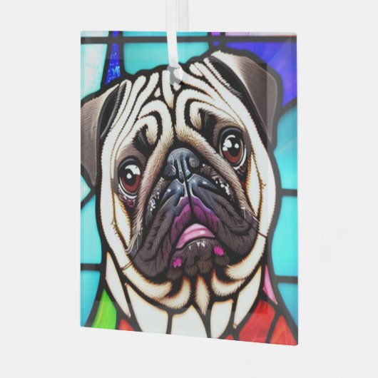 Mops Hund "Festglas" Ornament Aus Glas (Vorderseite links)