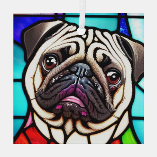 Mops Hund "Festglas" Ornament Aus Glas (Rückseite)