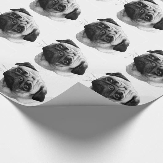 Mops-Hund Geschenkpapier (Ecke)