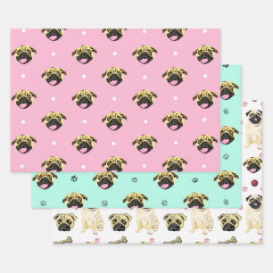 Mops-Hund-Geschenkverpackungsset Geschenkpapier Set