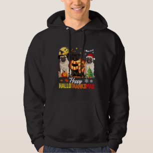 Mops Hund glücklich Hallothanksmas Niedlicher Mops Hoodie