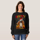 Mops Hund Glücklicher Mops Hellothanksmas Sweatshirt (Vorne ganz)