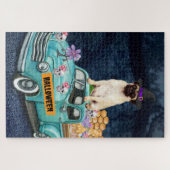 Mops Hund Halloween LKW Beängstigende Nacht Puzzle (Horizontal)