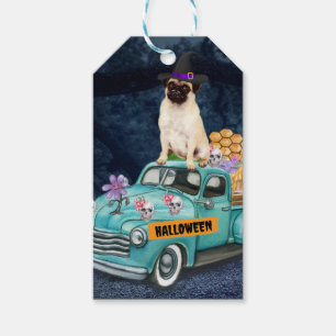 Mops-Hund Halloween-LKW Gruselige Nacht Geschenkanhänger