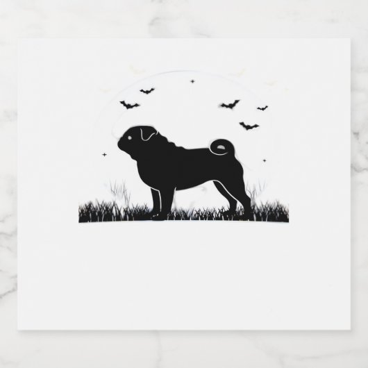 Mops Hund � Halloween Moon Silhouette Classic T-Sh Schaumweinetikett (Einzelnes Label)