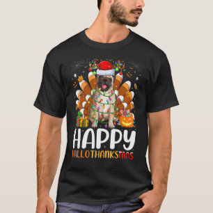 Mops Hund Halloween Weihnachtsfest Hallothanksmas T-Shirt