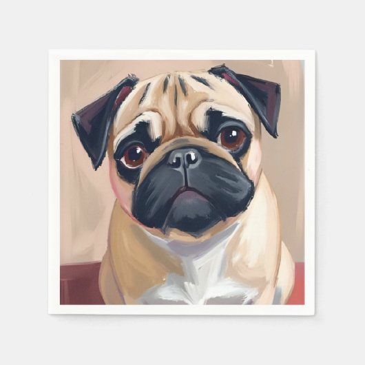 Mops-Hund Haustier Malerei  Serviette (Vorderseite)