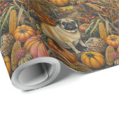 Mops Hund Herbst Ernte Erntedank Geschenkpapier (Rolleneckpunkt)