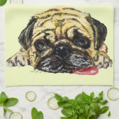 Mops Hund - Hinzufügen von Text / Farbe Geschirrtuch (Gefaltet)