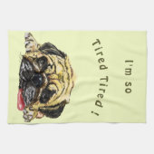 Mops Hund - Hinzufügen von Text / Farbe Geschirrtuch (Horizontal)