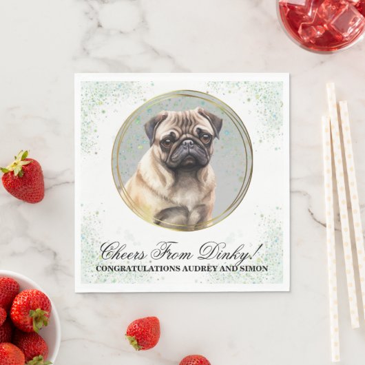 Mops Hund Hochzeit Napkins mit Hunden Foto Serviette (Beispiel)
