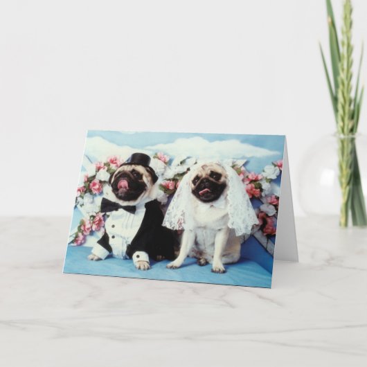 Mops Hund Hochzeitkarte Karte (Vorderseite)