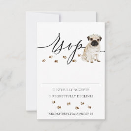 Mops Hund Hochzeitreaktion RSVP Karte