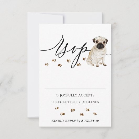 Mops Hund Hochzeitreaktion RSVP Karte (Vorderseite)
