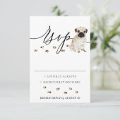 Mops Hund Hochzeitreaktion RSVP Karte (Stehend Vorderseite)