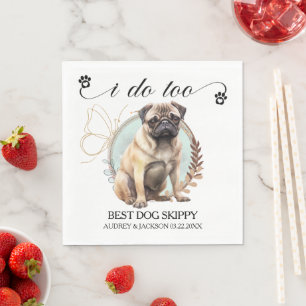 Mops-Hund-Hochzeitsservietten mit Hunde-Foto Serviette