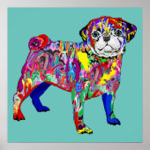 Mops Hund im bunten Straßenstil Poster (Vorne)