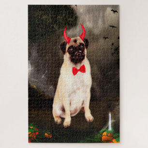 Mops-Hund im Halloween-Kostüm Puzzle