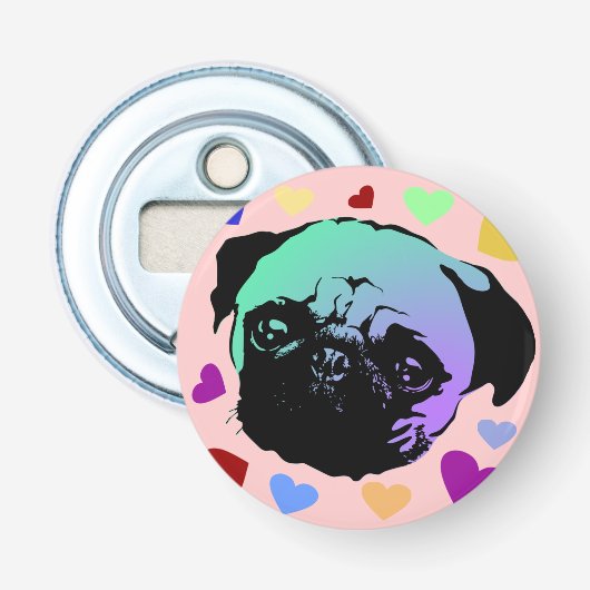 Mops-Hund im PopArt Retro-Stil Flaschenöffner (Vorderseite)