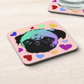 Mops-Hund im PopArt Retro-Stil Getränkeuntersetzer (Linke Seite)