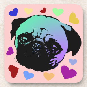 Mops-Hund im PopArt Retro-Stil Getränkeuntersetzer