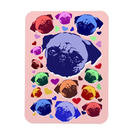 Mops-Hund im PopArt Retro-Stil Magnet (Vertikal)