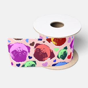 Mops-Hund im PopArt Retro-Stil Satinband