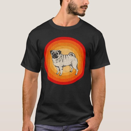 Mops-Hund im Retro-Stil mit Distressed-Effekt T-Shirt (Vorderseite)