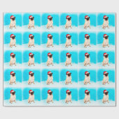 Mops Hund im Schnee sitzen mit Weihnachten Weihnac Geschenkpapier (Flach)