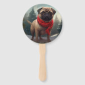 Mops Hund im Schnee Weihnachten Fächer (Vorderseite)
