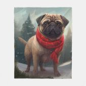 Mops Hund im Schnee Weihnachten Fleecedecke (Vorderseite)