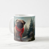 Mops Hund im Schnee Weihnachten Kaffeetasse (Vorderseite Links)