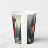 Mops Hund im Schnee Weihnachten Pappbecher (Rechts)