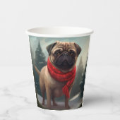 Mops Hund im Schnee Weihnachten Pappbecher (Vorderseite)