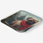 Mops Hund im Schnee Weihnachten Pappteller (Gewinkelt)