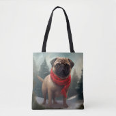 Mops Hund im Schnee Weihnachten Tasche (Vorderseite)