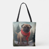 Mops Hund im Schnee Weihnachten Tasche (Rückseite)