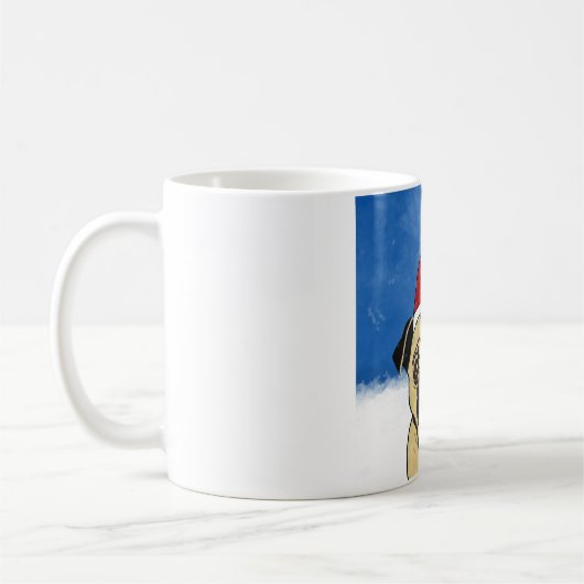 Mops Hund im Schnee Weihnachten Wasserfarben Kaffeetasse (Links)