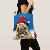 Mops Hund im Schnee Weihnachten Wasserfarben Tasche (Von Nahem)