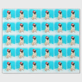 Mops Hund im Schnee Weihnachten Weihnachtsmannmütz Geschenkpapier (Flach)