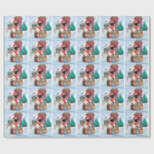 Mops Hund im Schnee Weihnachtshundehaus Geschenkpapier (Flach)