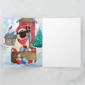 Mops Hund im Schnee Weihnachtshundehaus Karte (Innenseite)