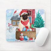 Mops Hund im Schnee Weihnachtshundehaus Mousepad (Mit Mouse)